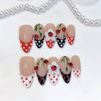 Ladybug Garden: "Polka Dot & Floral" – Almond Press-On Nails