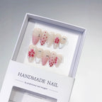 Blush Floral: "Pink Cherry Dots" – Almond Shape Handmade Press-Ons