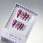 Barbie Glam: "Pink Heart Bling" – Long Stiletto Press-On Nails