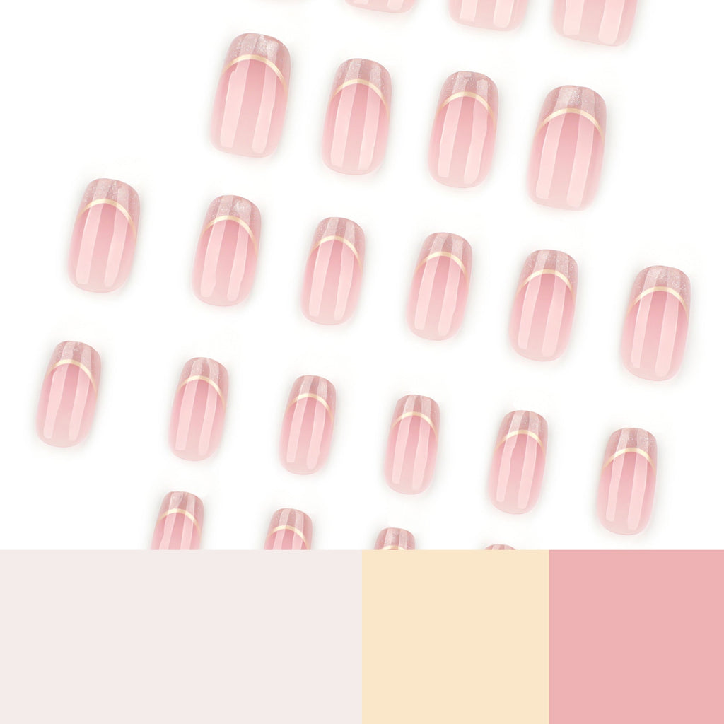 Simple French cat's eye short square round press-on nails