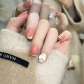 Press on nails Art  Cream Orange Whitening nails Art  Bow nails  Press on nails Art Wholesale｜365nails