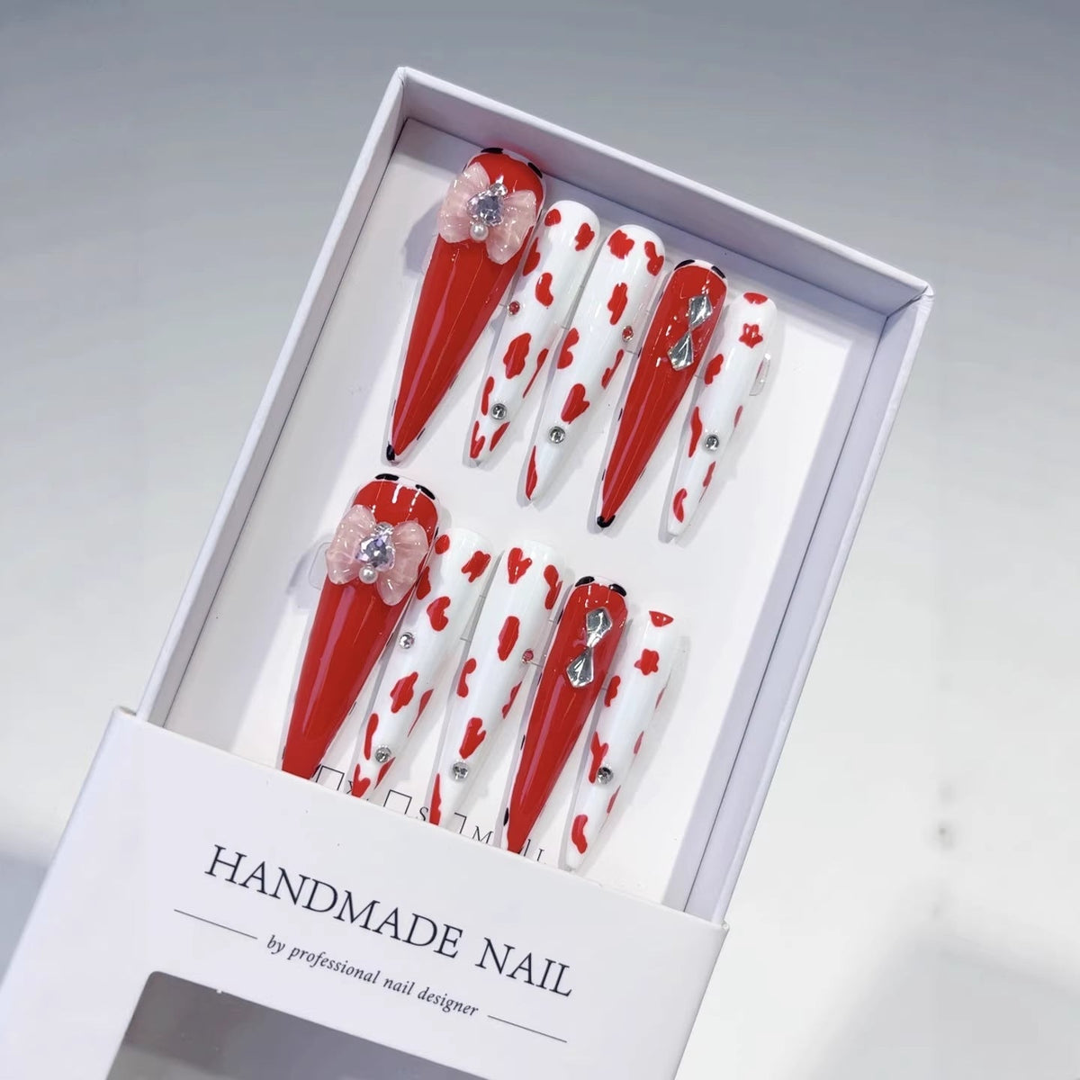 Crimson Crush: "Cowgirl Rose" – Extra Long Stiletto Press-On Nails
