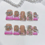 Candy Dream: "Pink Galaxy" – Duck Bill Shape Handmade Press On Nails