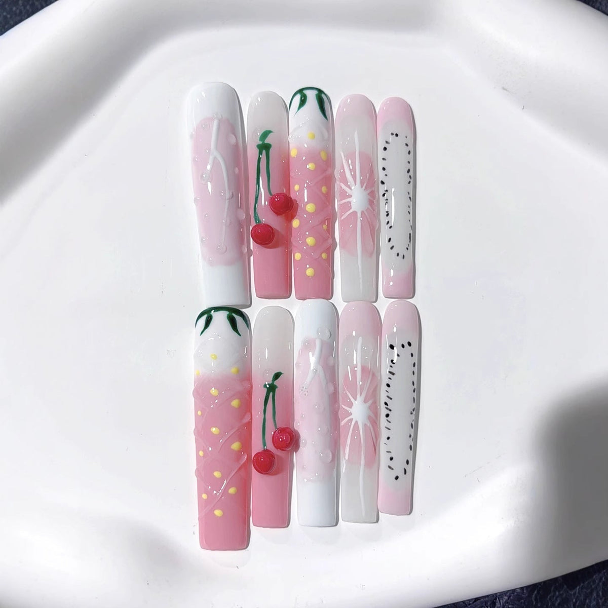 Cherry Fruit Jelly Cute Pastel Press On Nails