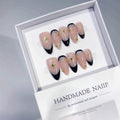 Celestial Noir: "Stellar Black French" – Almond Shape Handmade Press-On Nails