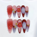 Crimson Bloom: "Red Petal" – Long Almond Handmade Press On Nails