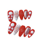 Cherry Fest: "Strawberry Bloom" – Long Almond Press-On Nails