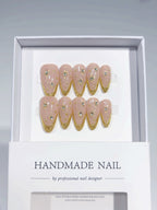 Celestial Gold: "Starry French Glow" – Almond Shape Handmade Press-Ons