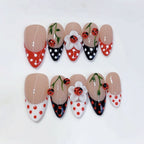 Ladybug Garden: "Polka Dot & Floral" – Almond Press-On Nails