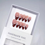 Crimson Whisper: "Burgundy Bloom" – Almond Shape Press-On Nails