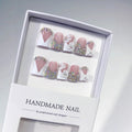 Bridal Elegance: "White Bow Crystal" – Short Square Handmade Press-Ons