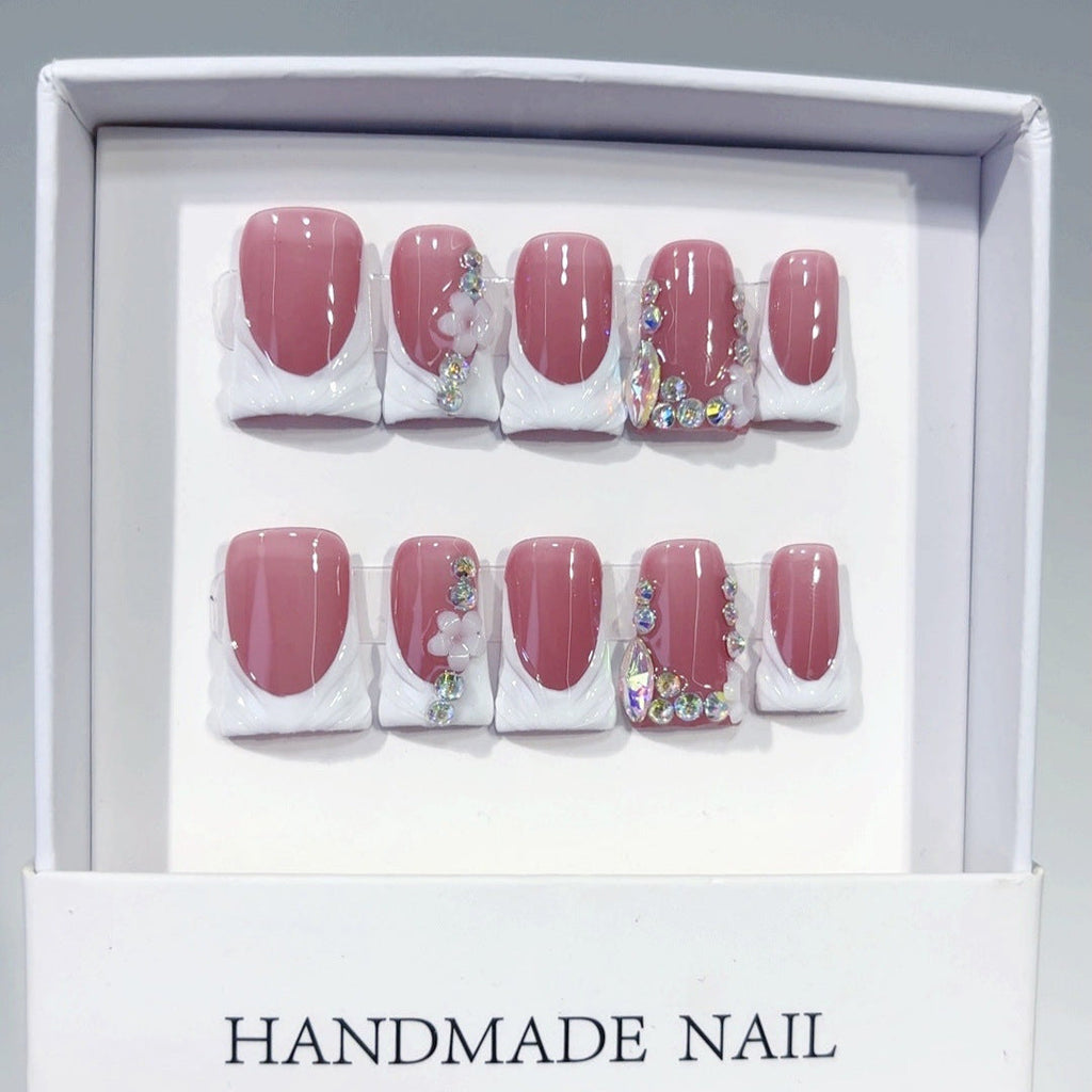 Blush Bloom: "Velvet Rose" – Short Square Press-On Nails