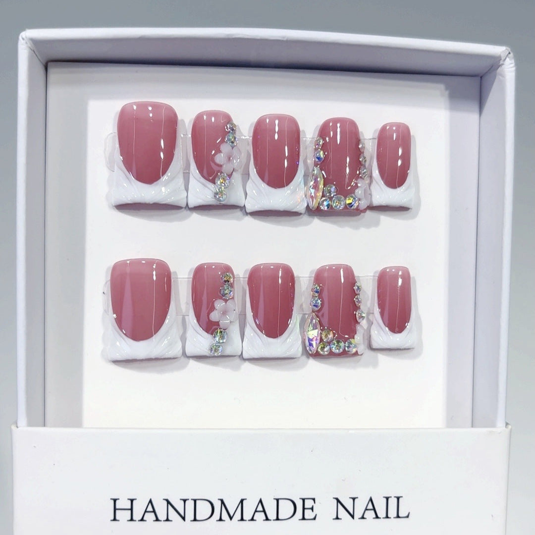 Blush Bloom: "Velvet Rose" – Short Square Press-On Nails