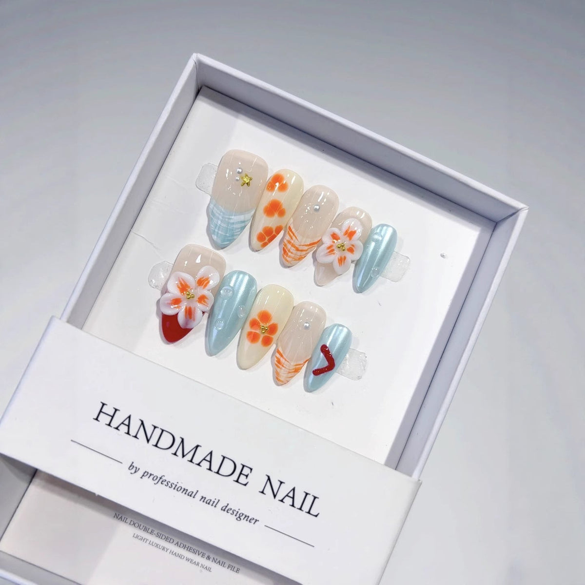 Citrus Breeze: "Orange Blossom Summer" – Almond Press-On Nails