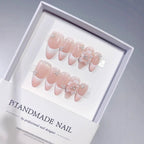 Bridal Bloom: "Pearl Flower French" – Almond Press-On Nails