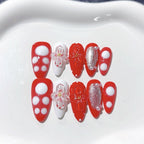 Cherry Fest: "Strawberry Bloom" – Long Almond Press-On Nails