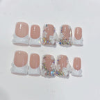 Bridal Grace: "Wedding Bow & Floral" – Square Press-On Nails