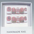 Blush Crystal: "Pink Diamond Dream" – Short Square Handmade Press-Ons