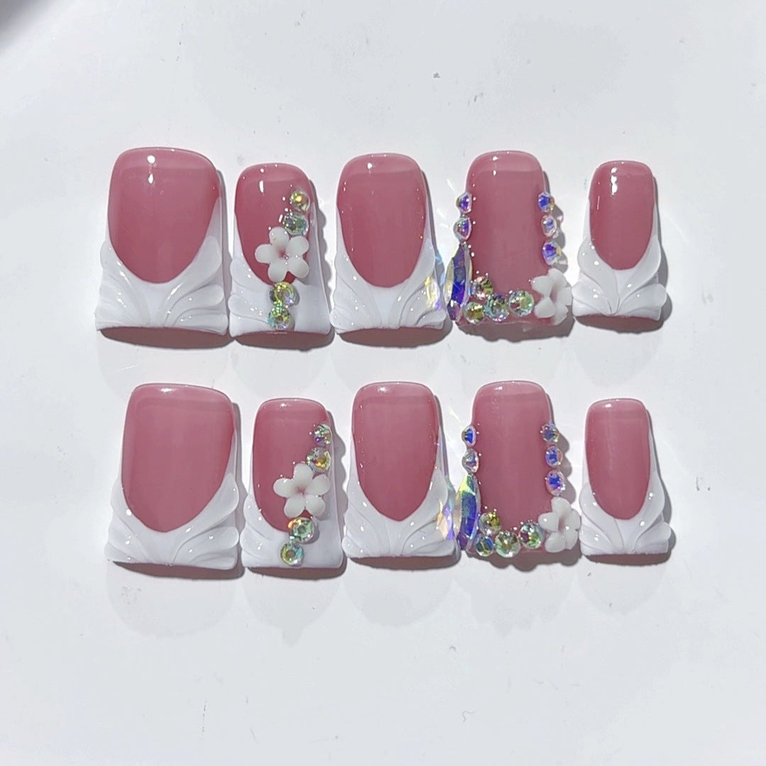 Blush Bloom: "Velvet Rose" – Short Square Press-On Nails