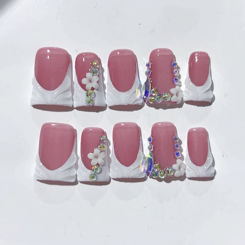 Blush Bloom: "Velvet Rose" – Short Square Press-On Nails