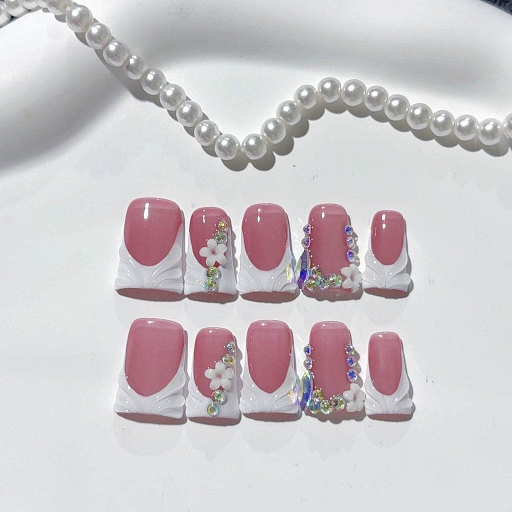 Blush Bloom: "Velvet Rose" – Short Square Press-On Nails