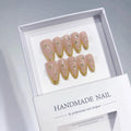 Celestial Gold: "Starry French Glow" – Almond Shape Handmade Press-Ons