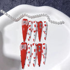 Crimson Crush: "Cowgirl Rose" – Extra Long Stiletto Press-On Nails