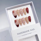 Cherry Blossom: "Crimson Sakura" – Almond Shape Press-On Nails