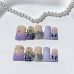 Celestial Fantasy: "Starry Butterfly Dream" – Square Press-On Nails