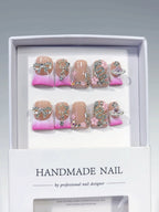 Candy Dream: "Pink Galaxy" – Duck Bill Shape Handmade Press On Nails
