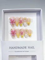 Tropical Bloom: "Pink Hibiscus Glow" – Almond Shape Handmade Press-Ons