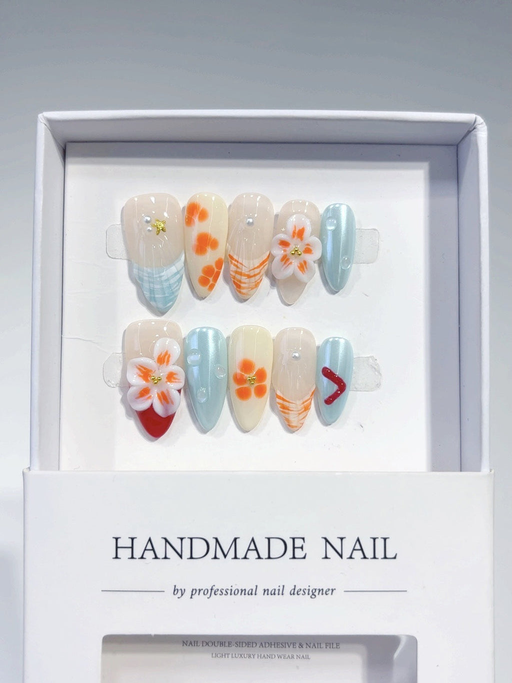 Citrus Breeze: "Orange Blossom Summer" – Almond Press-On Nails