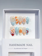 Citrus Breeze: "Orange Blossom Summer" – Almond Press-On Nails
