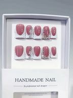 Blush Bloom: "Velvet Rose" – Short Square Press-On Nails