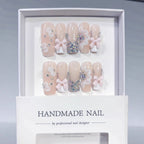 Coquette Bow Dream: "Pink & White" – Square Press-On Nails