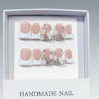 Bridal Grace: "Wedding Bow & Floral" – Square Press-On Nails
