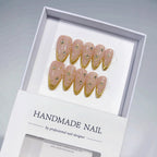 Celestial Gold: "Starry French Glow" – Almond Shape Handmade Press-Ons
