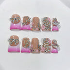 Candy Dream: "Pink Galaxy" – Duck Bill Shape Handmade Press On Nails
