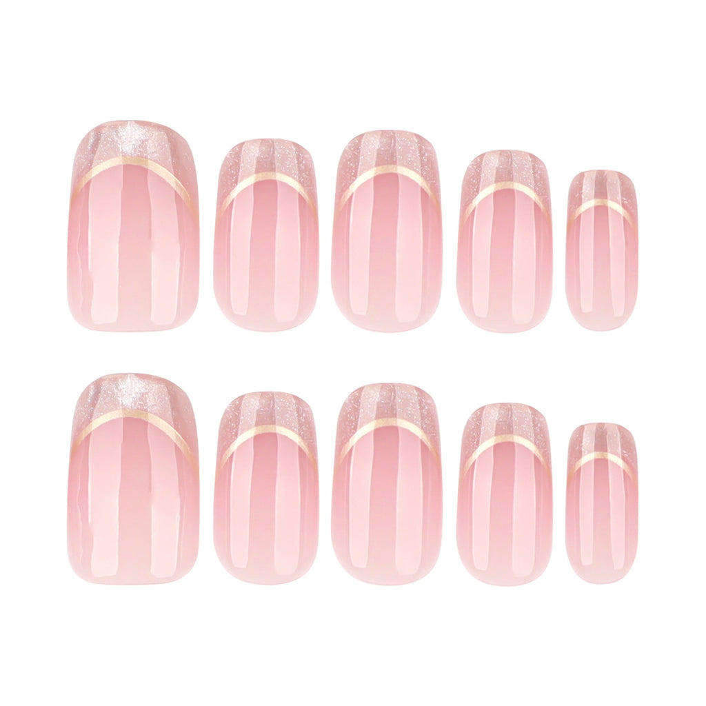 Simple French cat's eye short square round press-on nails