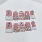 Blush Crystal: "Pink Diamond Dream" – Short Square Handmade Press-Ons