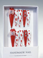 Crimson Crush: "Cowgirl Rose" – Extra Long Stiletto Press-On Nails