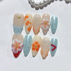 Citrus Breeze: "Orange Blossom Summer" – Almond Press-On Nails