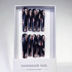 Midnight Rose Glam Extra Long Square Black Pink Rhinestone Press-On Nails