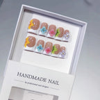 Rainbow Floral French: "Colorful Flower" – Square Press-On Nails