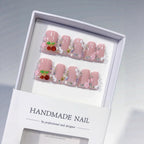 Cherry Sweet: "Sparkle Cherry Cloud" – Square Press-On Nails