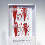 Crimson Crush: "Cowgirl Rose" – Extra Long Stiletto Press-On Nails