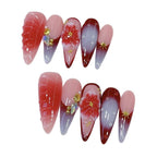 Crimson Bloom: "Red Petal" – Long Almond Handmade Press On Nails