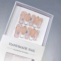 Bridal Glow: "Nude French Flower" – Square Shape Handmade Press-On Nails