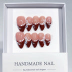 Crimson Whisper: "Burgundy Bloom" – Almond Shape Press-On Nails