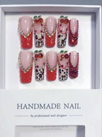 Cherry Crush: "Red Cherry" – Long Square Press-On Nails